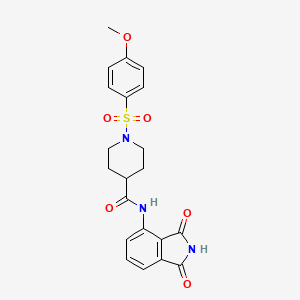 molecular formula C21H21N3O6S B2971630 N-(1,3-dioxoisoindolin-4-yl)-1-((4-methoxyphenyl)sulfonyl)piperidine-4-carboxamide CAS No. 923407-40-3