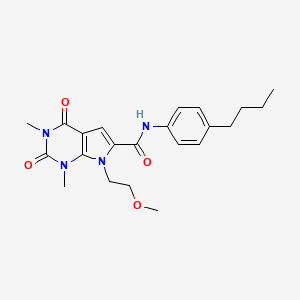 molecular formula C22H28N4O4 B2971640 N-(4-丁基苯基)-7-(2-甲氧基乙基)-1,3-二甲基-2,4-二氧代-2,3,4,7-四氢-1H-吡咯并[2,3-d]嘧啶-6-甲酰胺 CAS No. 1021059-27-7