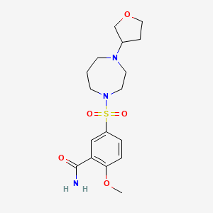 molecular formula C17H25N3O5S B2971646 2-Methoxy-5-{[4-(oxolan-3-yl)-1,4-diazepan-1-yl]sulfonyl}benzamide CAS No. 2309188-81-4