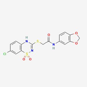 molecular formula C16H12ClN3O5S2 B2971648 N-(2H-1,3-benzodioxol-5-yl)-2-[(7-chloro-1,1-dioxo-4H-1lambda6,2,4-benzothiadiazin-3-yl)sulfanyl]acetamide CAS No. 899734-37-3