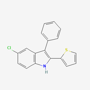 molecular formula C18H12ClNS B2971652 5-chloro-3-phenyl-2-(2-thienyl)-1H-indole CAS No. 338748-67-7