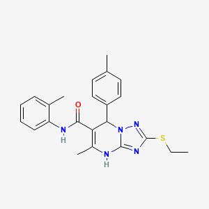 molecular formula C23H25N5OS B2971654 2-(ethylthio)-5-methyl-N-(2-methylphenyl)-7-(4-methylphenyl)-4,7-dihydro[1,2,4]triazolo[1,5-a]pyrimidine-6-carboxamide CAS No. 1021209-30-2