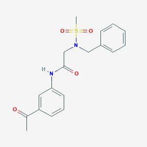 molecular formula C18H20N2O4S B297166 N-(3-acetylphenyl)-2-[benzyl(methylsulfonyl)amino]acetamide 
