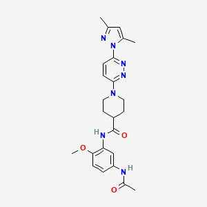 molecular formula C24H29N7O3 B2971664 N-(5-乙酰氨基-2-甲氧基苯基)-1-(6-(3,5-二甲基-1H-吡唑-1-基)吡哒嗪-3-基)哌啶-4-甲酰胺 CAS No. 1705933-02-3