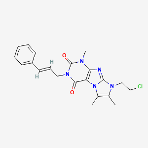 molecular formula C21H22ClN5O2 B2971670 8-(2-chloroethyl)-3-cinnamyl-1,6,7-trimethyl-1H-imidazo[2,1-f]purine-2,4(3H,8H)-dione CAS No. 919012-78-5