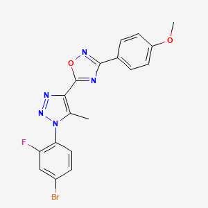 molecular formula C18H13BrFN5O2 B2971672 5-(1-(4-bromo-2-fluorophenyl)-5-methyl-1H-1,2,3-triazol-4-yl)-3-(4-methoxyphenyl)-1,2,4-oxadiazole CAS No. 941929-38-0