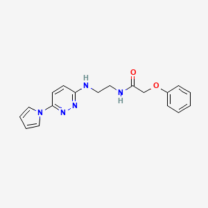 molecular formula C18H19N5O2 B2971675 N-(2-((6-(1H-pyrrol-1-yl)pyridazin-3-yl)amino)ethyl)-2-phenoxyacetamide CAS No. 1396815-95-4