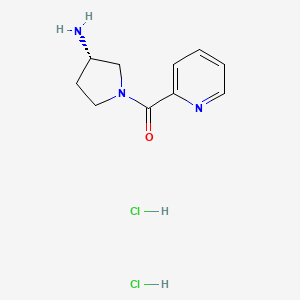 molecular formula C10H15Cl2N3O B2971676 (S)-(3-Aminopyrrolidin-1-yl)(pyridin-2-yl)methanone dihydrochloride CAS No. 1349807-50-6