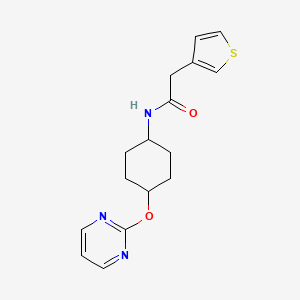 molecular formula C16H19N3O2S B2971677 N-((1r,4r)-4-(嘧啶-2-yloxy)环己基)-2-(噻吩-3-基)乙酰胺 CAS No. 2034248-28-5