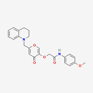 molecular formula C24H24N2O5 B2971679 2-[6-(3,4-dihydro-2H-quinolin-1-ylmethyl)-4-oxopyran-3-yl]oxy-N-(4-methoxyphenyl)acetamide CAS No. 898417-32-8