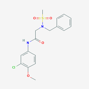 molecular formula C17H19ClN2O4S B297168 2-[benzyl(methylsulfonyl)amino]-N-(3-chloro-4-methoxyphenyl)acetamide 