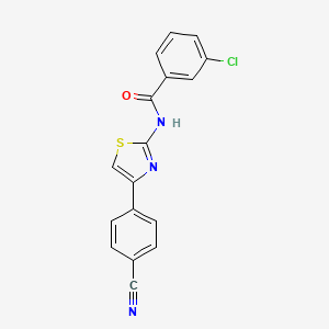 molecular formula C17H10ClN3OS B2971680 3-chloro-N-[4-(4-cyanophenyl)-1,3-thiazol-2-yl]benzamide CAS No. 313405-74-2