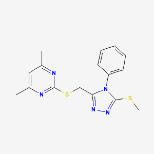 4,6-dimethyl-2-(((5-(methylthio)-4-phenyl-4H-1,2,4-triazol-3-yl)methyl)thio)pyrimidine