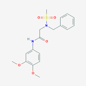 molecular formula C18H22N2O5S B297169 2-[benzyl(methylsulfonyl)amino]-N-(3,4-dimethoxyphenyl)acetamide 