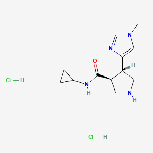 molecular formula C12H20Cl2N4O B2971696 (3S,4S)-N-Cyclopropyl-4-(1-methylimidazol-4-yl)pyrrolidine-3-carboxamide;dihydrochloride CAS No. 2138168-86-0