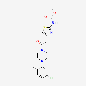 molecular formula C18H21ClN4O3S B2971698 Methyl (4-(2-(4-(5-chloro-2-methylphenyl)piperazin-1-yl)-2-oxoethyl)thiazol-2-yl)carbamate CAS No. 946284-45-3