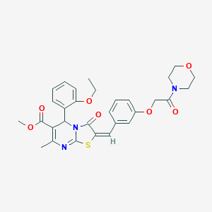 molecular formula C30H31N3O7S B297170 methyl 5-(2-ethoxyphenyl)-7-methyl-2-{3-[2-(4-morpholinyl)-2-oxoethoxy]benzylidene}-3-oxo-2,3-dihydro-5H-[1,3]thiazolo[3,2-a]pyrimidine-6-carboxylate 