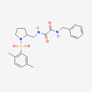 molecular formula C22H27N3O4S B2971711 N1-苄基-N2-((1-((2,5-二甲基苯基)磺酰基)吡咯烷-2-基)甲基)草酰胺 CAS No. 896284-07-4