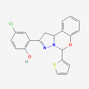 4-Chloro-2-(5-thien-2-yl-1,10b-dihydropyrazolo[1,5-c][1,3]benzoxazin-2-yl)phenol