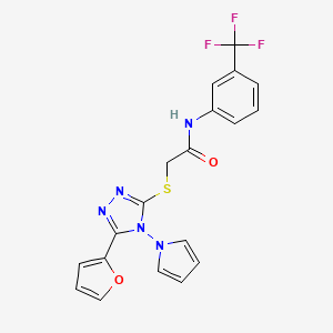 2-{[5-(furan-2-yl)-4-(1H-pyrrol-1-yl)-4H-1,2,4-triazol-3-yl]sulfanyl}-N-[3-(trifluoromethyl)phenyl]acetamide