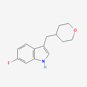 molecular formula C14H16FNO B2971721 6-氟-3-[(四氢-2H-吡喃-4-基)甲基]-1H-吲哚 CAS No. 1707369-73-0