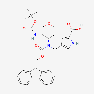 molecular formula C31H35N3O7 B2971725 4-[[9H-Fluoren-9-ylmethoxycarbonyl-[(3S,4S)-3-[(2-methylpropan-2-yl)oxycarbonylamino]oxan-4-yl]amino]methyl]-1H-pyrrole-2-carboxylic acid CAS No. 2137033-82-8