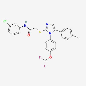 molecular formula C25H20ClF2N3O2S B2971728 N-(3-chlorophenyl)-2-((1-(4-(difluoromethoxy)phenyl)-5-(p-tolyl)-1H-imidazol-2-yl)thio)acetamide CAS No. 1226453-47-9