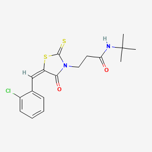 N-tert-butyl-3-[(5E)-5-[(2-chlorophenyl)methylidene]-4-oxo-2-sulfanylidene-1,3-thiazolidin-3-yl]propanamide