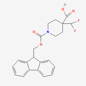molecular formula C22H21F2NO4 B2971736 4-(Difluoromethyl)-1-(9H-fluoren-9-ylmethoxycarbonyl)piperidine-4-carboxylic acid CAS No. 2287334-69-2