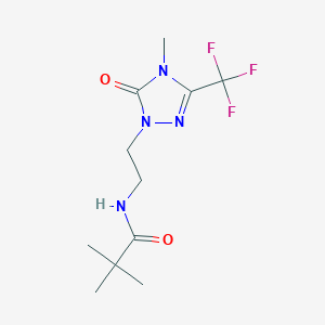molecular formula C11H17F3N4O2 B2971739 N-(2-(4-methyl-5-oxo-3-(trifluoromethyl)-4,5-dihydro-1H-1,2,4-triazol-1-yl)ethyl)pivalamide CAS No. 1421491-03-3