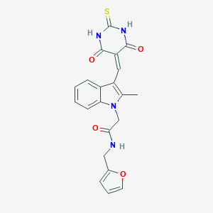molecular formula C21H18N4O4S B297175 2-{3-[(4,6-dioxo-2-thioxotetrahydro-5(2H)-pyrimidinylidene)methyl]-2-methyl-1H-indol-1-yl}-N-(2-furylmethyl)acetamide 