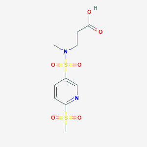molecular formula C10H14N2O6S2 B2971758 3-[Methyl-(6-methylsulfonylpyridin-3-yl)sulfonylamino]propanoic acid CAS No. 2036325-28-5