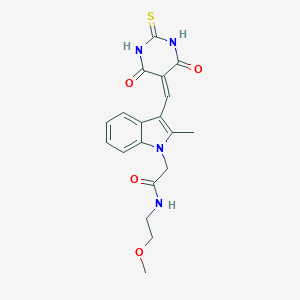 2-{3-[(4,6-dioxo-2-thioxotetrahydro-5(2H)-pyrimidinylidene)methyl]-2-methyl-1H-indol-1-yl}-N-(2-methoxyethyl)acetamide