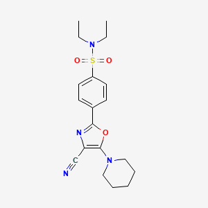 molecular formula C19H24N4O3S B2971760 4-(4-cyano-5-(piperidin-1-yl)oxazol-2-yl)-N,N-diethylbenzenesulfonamide CAS No. 941242-86-0