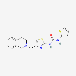 molecular formula C18H18N4OS2 B2971768 1-(4-((3,4-dihydroisoquinolin-2(1H)-yl)methyl)thiazol-2-yl)-3-(thiophen-2-yl)urea CAS No. 1207022-99-8