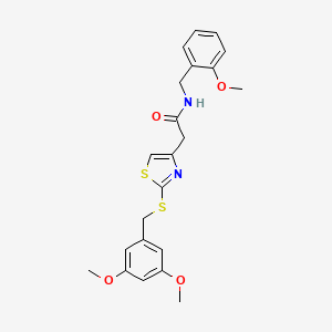 molecular formula C22H24N2O4S2 B2971779 2-(2-((3,5-dimethoxybenzyl)thio)thiazol-4-yl)-N-(2-methoxybenzyl)acetamide CAS No. 942001-73-2