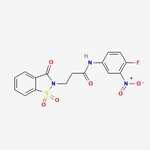 3-(1,1-dioxido-3-oxobenzo[d]isothiazol-2(3H)-yl)-N-(4-fluoro-3-nitrophenyl)propanamide