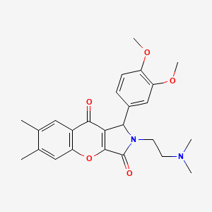 molecular formula C25H28N2O5 B2971807 1-(3,4-Dimethoxyphenyl)-2-(2-(dimethylamino)ethyl)-6,7-dimethyl-1,2-dihydrochromeno[2,3-c]pyrrole-3,9-dione CAS No. 631889-38-8