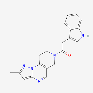 molecular formula C20H19N5O B2971815 2-(1H-indol-3-yl)-1-(2-methyl-8,9-dihydropyrazolo[1,5-a]pyrido[3,4-e]pyrimidin-7(6H)-yl)ethanone CAS No. 1798040-49-9