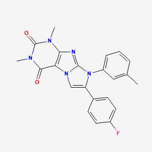 molecular formula C22H18FN5O2 B2971824 7-(4-fluorophenyl)-1,3-dimethyl-8-(3-methylphenyl)-1H-imidazo[2,1-f]purine-2,4(3H,8H)-dione CAS No. 370573-51-6