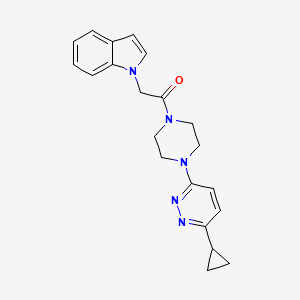 1-(4-(6-cyclopropylpyridazin-3-yl)piperazin-1-yl)-2-(1H-indol-1-yl)ethanone