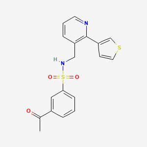 3-acetyl-N-((2-(thiophen-3-yl)pyridin-3-yl)methyl)benzenesulfonamide