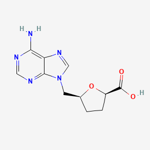 molecular formula C11H13N5O3 B2971829 (2R,5S)-5-[(6-amino-9H-purin-9-yl)methyl]oxolane-2-carboxylic acid CAS No. 2059917-81-4