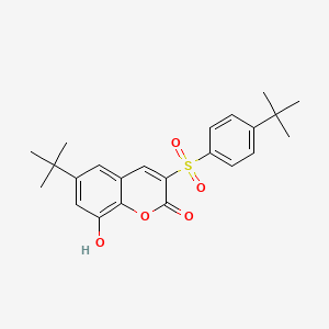 molecular formula C23H26O5S B2971830 6-叔丁基-3-(4-叔丁基苯基)磺酰基-8-羟基色满-2-酮 CAS No. 893789-02-1