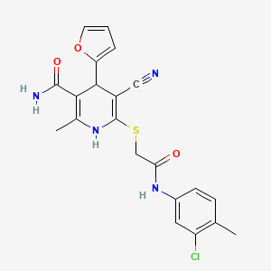 6-((2-((3-Chloro-4-methylphenyl)amino)-2-oxoethyl)thio)-5-cyano-4-(furan-2-yl)-2-methyl-1,4-dihydropyridine-3-carboxamide