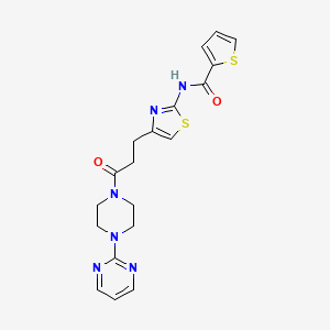 molecular formula C19H20N6O2S2 B2971839 N-(4-(3-oxo-3-(4-(pyrimidin-2-yl)piperazin-1-yl)propyl)thiazol-2-yl)thiophene-2-carboxamide CAS No. 1021133-28-7
