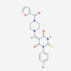 molecular formula C20H17BrN4O4S B297184 1-(4-bromophenyl)-5-{[4-(2-furoyl)-1-piperazinyl]methylene}-2-thioxodihydro-4,6(1H,5H)-pyrimidinedione 