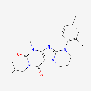 molecular formula C21H27N5O2 B2971842 9-(2,4-dimethylphenyl)-3-isobutyl-1-methyl-6,7,8,9-tetrahydropyrimido[2,1-f]purine-2,4(1H,3H)-dione CAS No. 923481-82-7