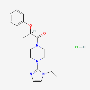 molecular formula C18H25ClN4O2 B2971854 1-(4-(1-ethyl-1H-imidazol-2-yl)piperazin-1-yl)-2-phenoxypropan-1-one hydrochloride CAS No. 1189732-06-6