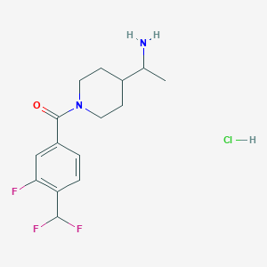 molecular formula C15H20ClF3N2O B2971855 [4-(1-Aminoethyl)piperidin-1-yl]-[4-(difluoromethyl)-3-fluorophenyl]methanone;hydrochloride CAS No. 2418727-74-7